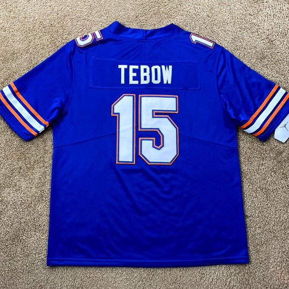 FLORIDA GATORS #15 TEBOW Sewn Jersey  BLUE M L XL - Picture 1 of 3